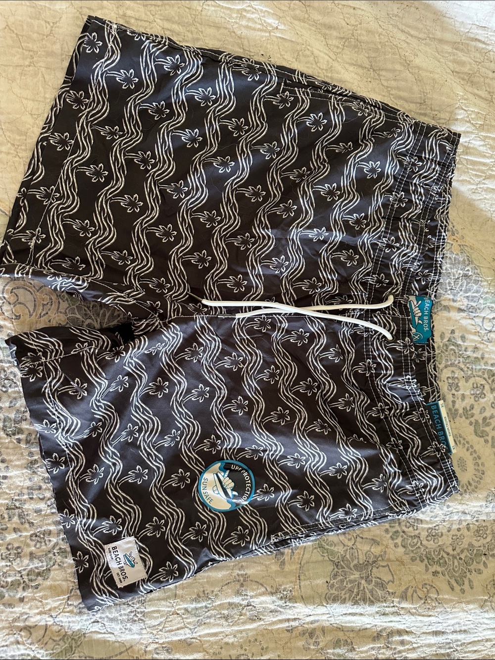 Beach Bros. Black Floral Wave Swim Shorts